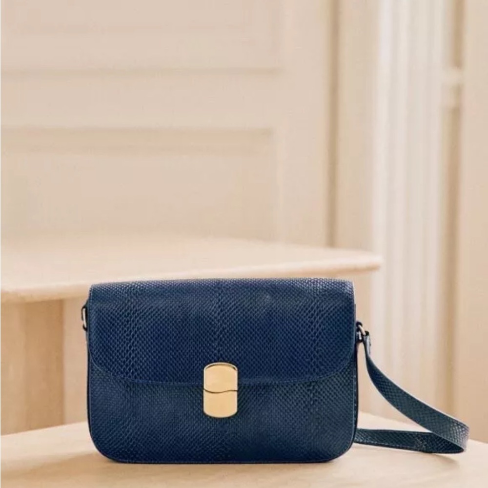 SEZANE Snakeskin Blue Milo Bag